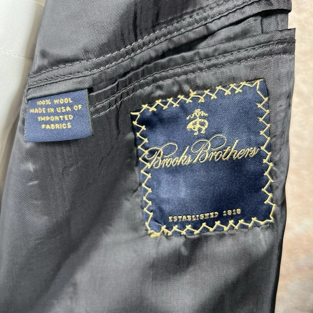 Brooks Brothers Blazer Mens 42L Gray Pinstripes 100% Wool Two Button USA Union